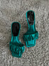 Solid Pleated Satin Open Toe Shallow Mules